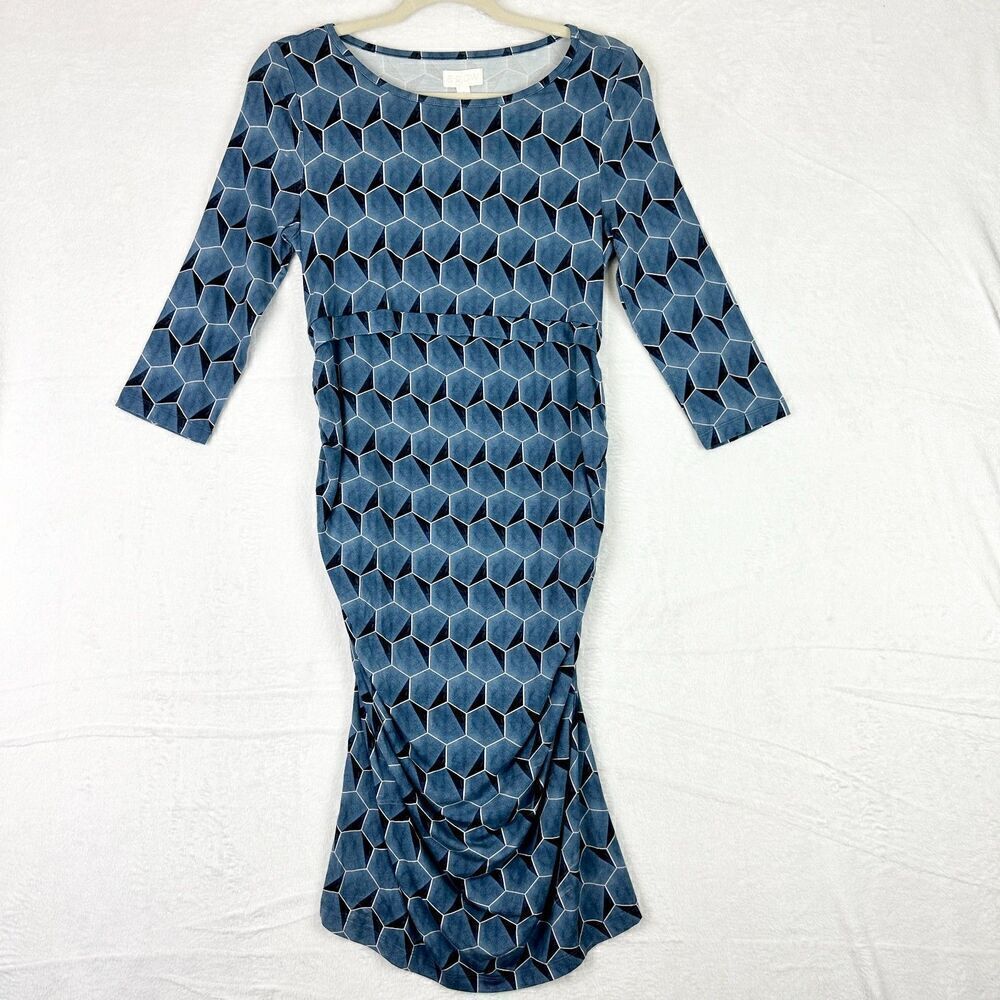 A:Glow Maternity Nueva Havana Nursing Midi Dress Size Small NWT 3/4 Sleeve